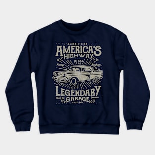 America's Highway Classic Car Design Crewneck Sweatshirt